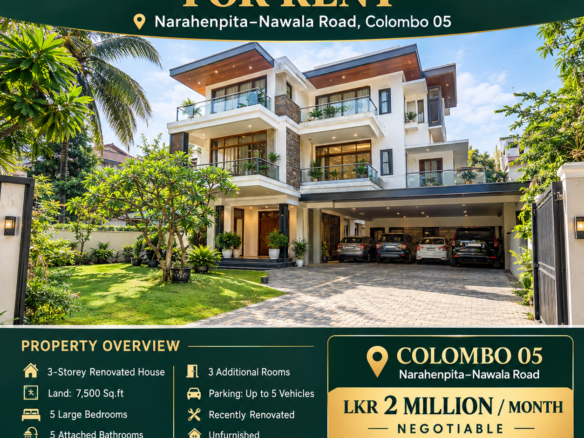 Renovated 3-Storey House for Rent – Colombo 05